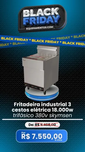Fritadeira elétrica 3 cestos 18000w trifásica 380 nova 