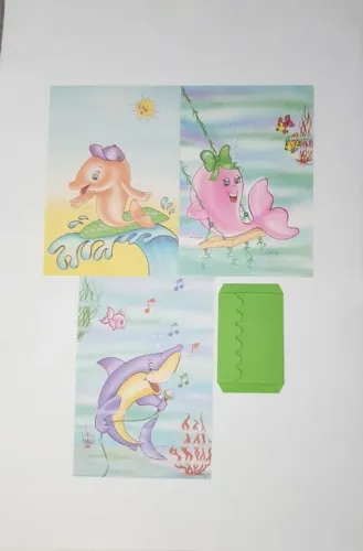 3 Papéis de Carta antigos - Álvaro - animais do mar