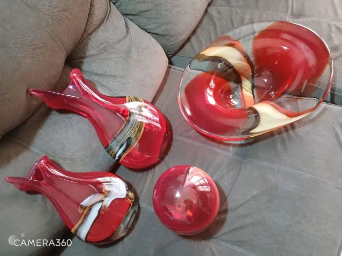  KIT DE DECORAÇÃO C/ 4 PÇS DE CRISTAL MURANO 