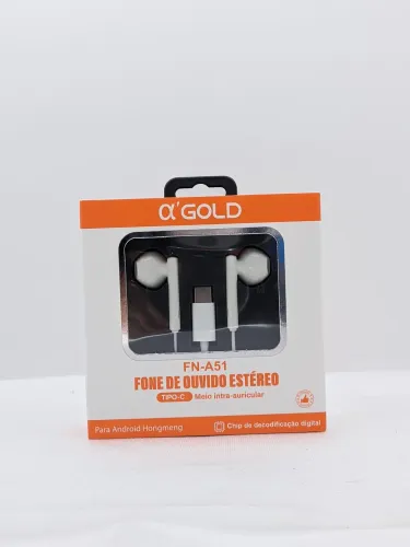 FONE COM FIO DE CONEXAO TIPO C ERGONÔMICO PEINING