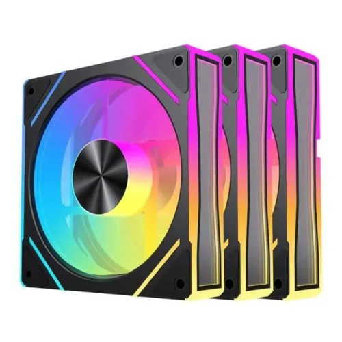 Kit com 3 Coolers Acegeek Silverline, ARGB, 120mm, Preto - AG-SILVERLINE3X1-BK