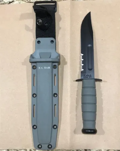 Faca tática Militar KA BAR com bainha rígida cinza