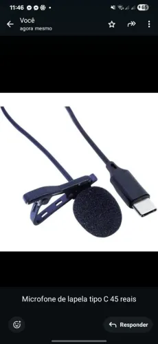 Microfone de lapela tipo C 