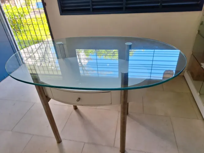 Mesa inox e vidro