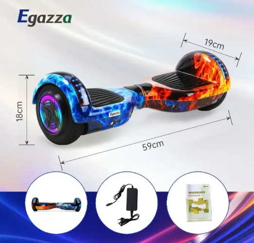 Skate elétrico hoverboard com led e Bluetooth - Cor Gelo e Fogo