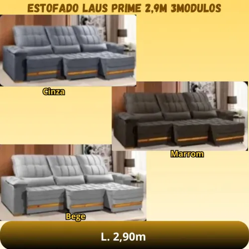 Estofado Laus Prime 2,90m, 3 Módulos