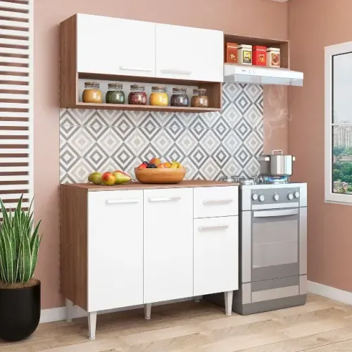 Cozinha Madri com Balcão 3 Peças - Entrega e Monta na Hora