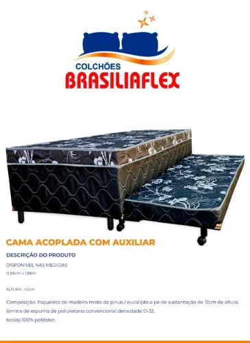 Cama Box c/ Auxiliar Simples Solteiro 88x188 Pronta Entrega