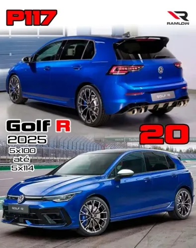 Jogo de rodas Volkswagen Golf R 2025 preta com diamantado aro 20 jogo 