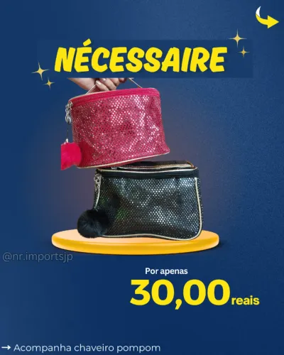 Nécessaire feminina brilho MAQUIAGEM/VIAGEM