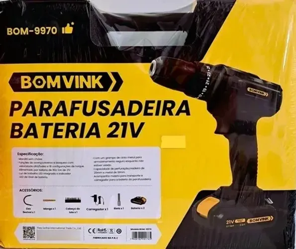 Oferta, Bomvink Bom-9970 Com Maleta Parafusadeira Furadeira Elétrica 
