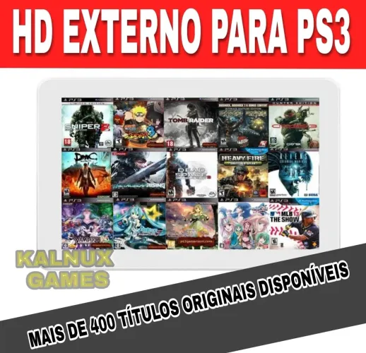 HD Externo para PS3 com Jogos 