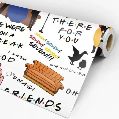 Papel de Parede Lavável Adesivo Autocolante Decoração Quarto Geek Série Friends 3 Metros