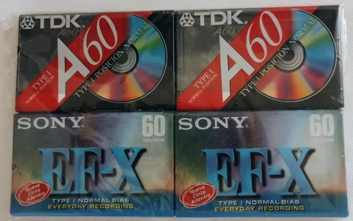 Fitas K7 TDK A60 e Sony EF-X 60 - Novas e Lacradas