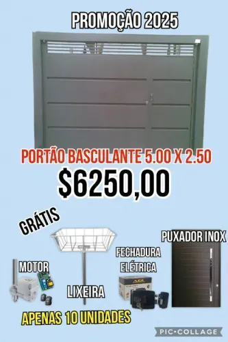 Portão Basculante 5.00 x 2.50 - Promoção 2025