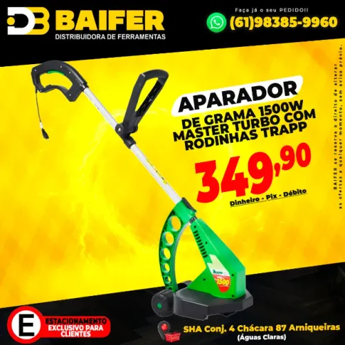 Aparador de Grama 1500w Master Turbo Com Rodinhas Trapp