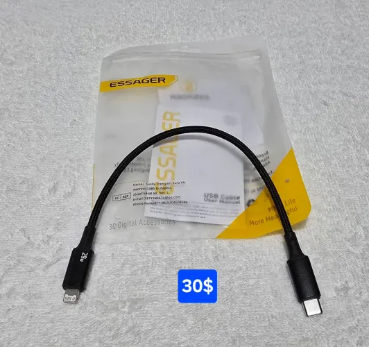 Cabo curto de carregador de IPhone da Essager original