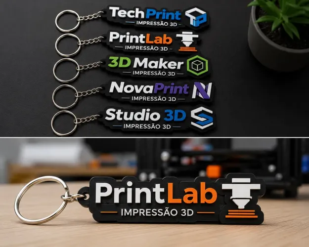     Chaveiro Personalizado em 3D com Nome ou Logo | Escolha a Cor | Exclusivo 