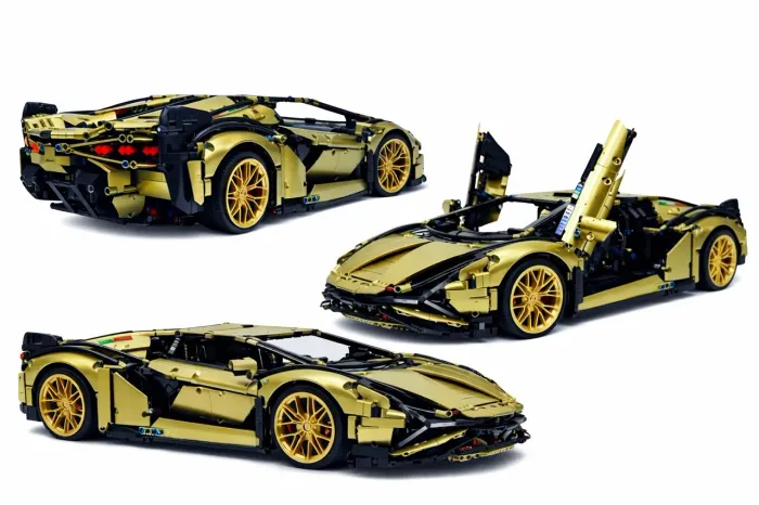 BLOCOS DE MONTAR LAMBORGHINI SIAN FKP37 3995 PEÇAS GOLD/CHAMPAGNE MARCA MEGA TIPO LEGO