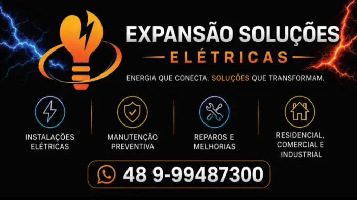 Eletricista, instalações e manutenções elétricas residencial, predial e industrial.