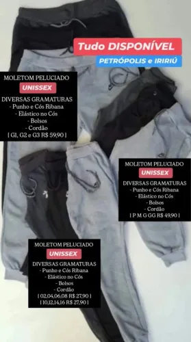 Calça Moletom UNISSEX Peluciada bem Quentinhas do 4 ao G3/G4 