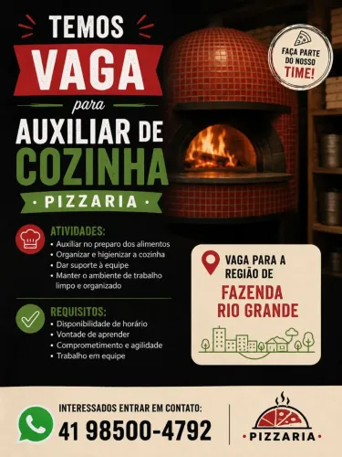 Vaga para auxiliar de cozinha