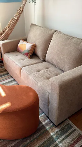 Sofá novo bouclé bege