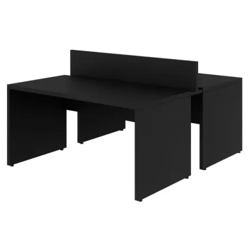 Mesa Dupla Para Escritório Plataforma Compartilhada Design Moderno Preto - 26072