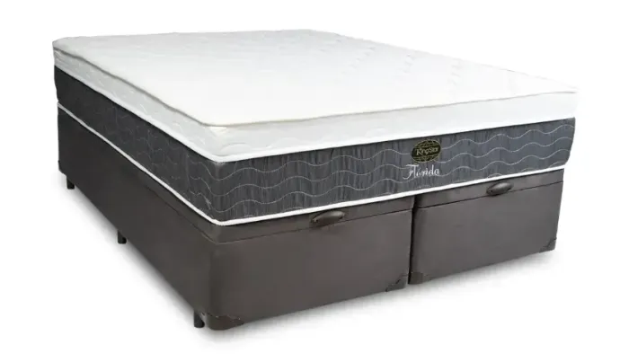 Colchão King Star no King Size + Cama Base Baú King Cinza Flórida