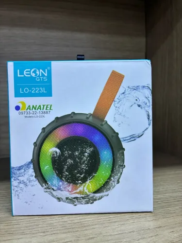 Caixa de Som Bluetooth Portátil com LED Colorido Leon GTS - Produto Novo