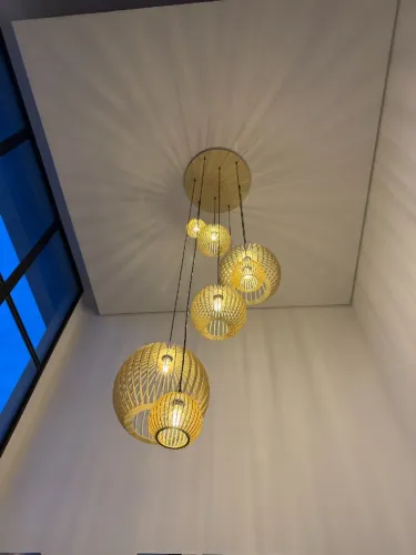 Lustre Para Sala Pé Direito Duplo Alto Mix Ball P7 Marfim