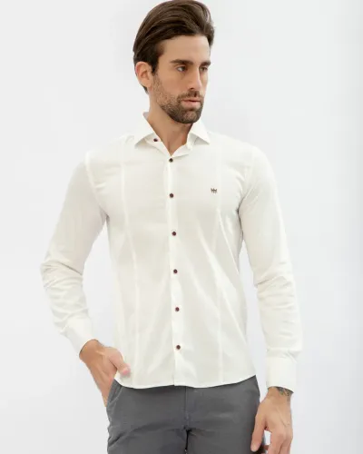 Camisa Manga Longa Slim TRT Off White