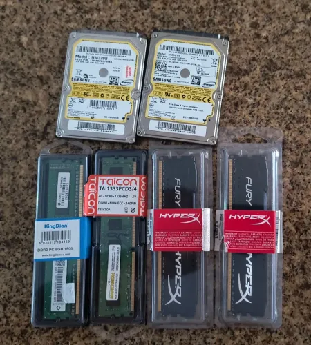 Memórias ram DDR3 e HDs 