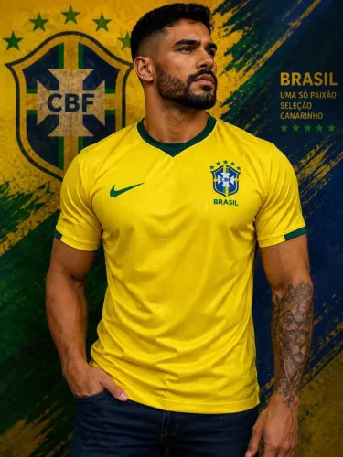 Camisa do Brasil 1° linha sem nome amarela 