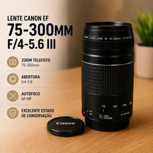 Lente Canon EF 75-300mm f/4-5.6 III Teleobjetiva Original