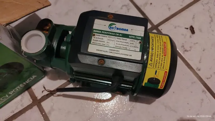 Bomba periférica ecobomba 1/2cv 60hz vazão Max 1.620 litros por hora bivolt