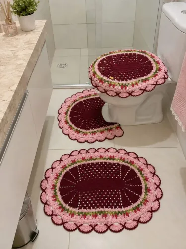 Conjunto de banheiro de crochê com 3 peças 