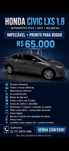 Honda Civic Sedan LXS 1.8/1.8 Flex 16V Aut. 4P 2013