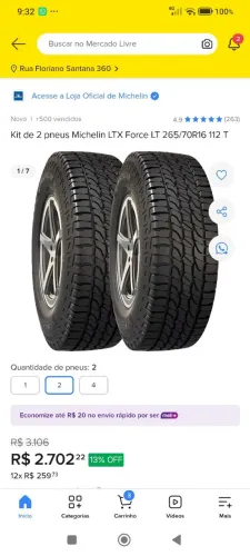 Par de Pneu Michelin aro 16