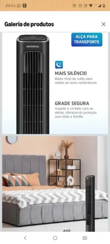 MONDIAL Ventilador de Torre Air Tower, Preto, 45W, 220V - VTR-01-B