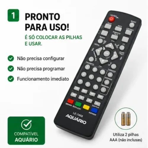 Controle Remoto Conversor Digital Aquário DTV-4000 5000 7000 LE-7458 Novo
