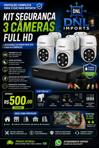 Kit segurança DVR três câmeras 