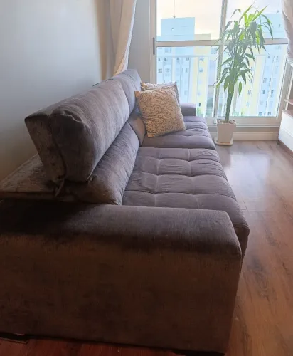 Sofá Cama Retrátil Cinza 2,60x1,15cm