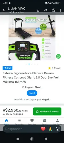 Esteira ergométrica em ótimo estado de conservação watts *