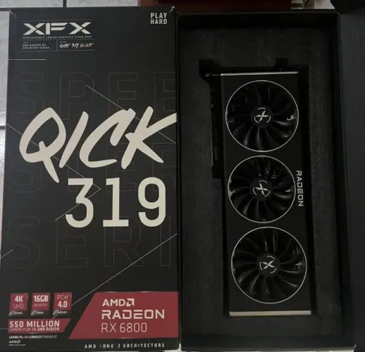 RX 6800 XFX 16GB Triple Fan ? NUNCA ABERTA ? Completa na caixa