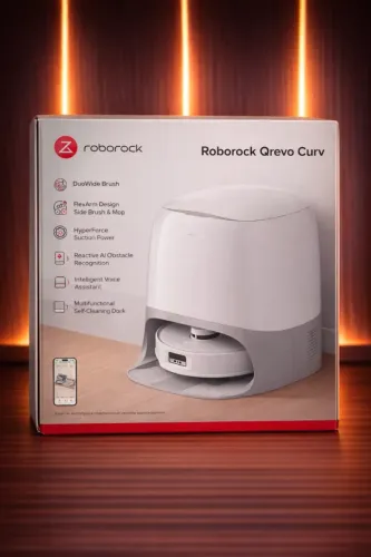 Robô Aspirador Roborock Qrevo Curv 5A1 Branco 18500Pa com Base Autolimpeza | LiDAR | 220V