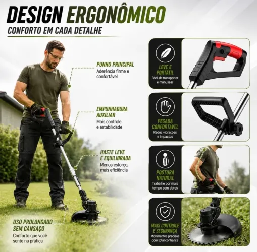 Roçadeira Elétrica/Aparador Cortador De Grama Bateria de Litio 48V