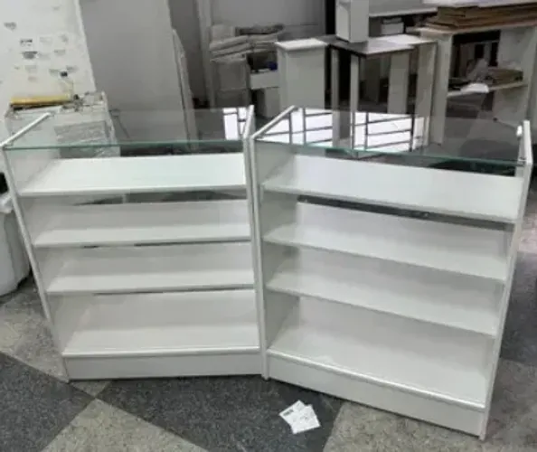 KIT BALCÃO VITRINE COM VIDRO SUPERIOR - 100% MDF - NOVO
