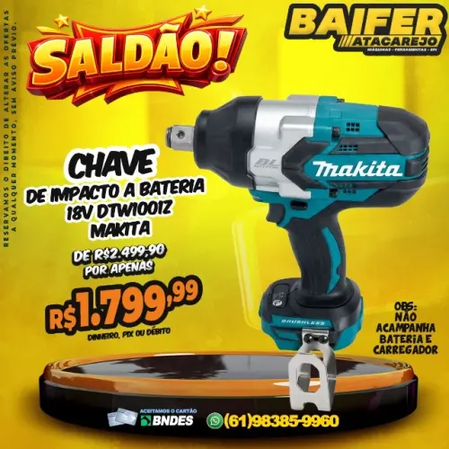 Chave de Impacto a Bateria 18v DTW1001Z Makita