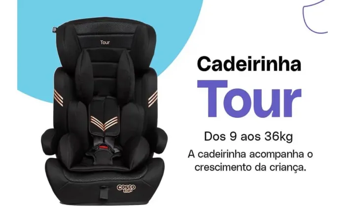 Cosco Kids, Cadeirinha Tour, 9 a 36 Kg, Preto Bronze, (entrega em 29/10)